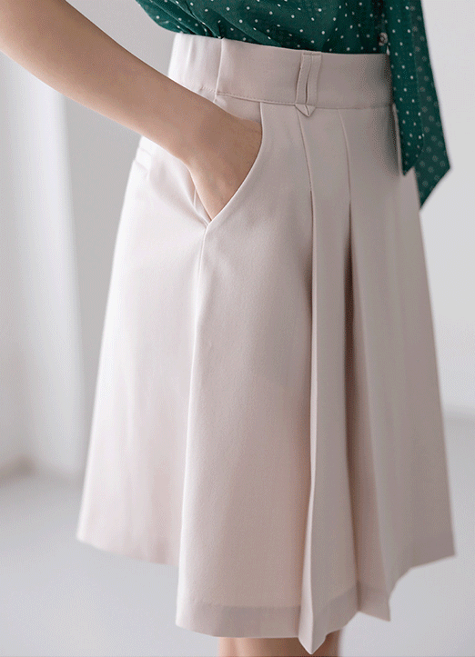 Elastic Waist Wrap Design Pleated Skort