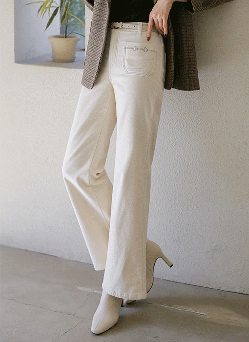 [The Onme] Cozy Embroidered Corduroy Wide Pants