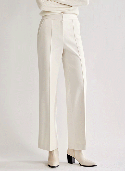 [The Onme] High Rise Elastic Waist Back Semi Wide Slacks