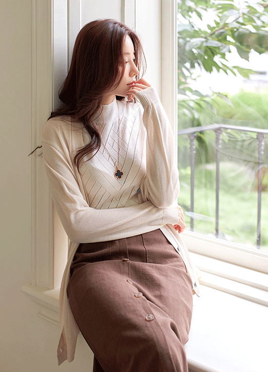 (5 Colors) Soft Touch Simple Slim Long Knit Cardigan