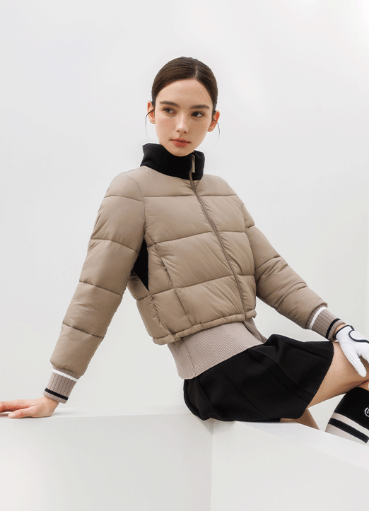 [QoG] Layered Hem Zip-Up Padding Jacket