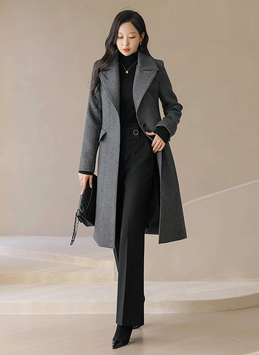 Heritage Line Wool-Blend Tailored Long Coat