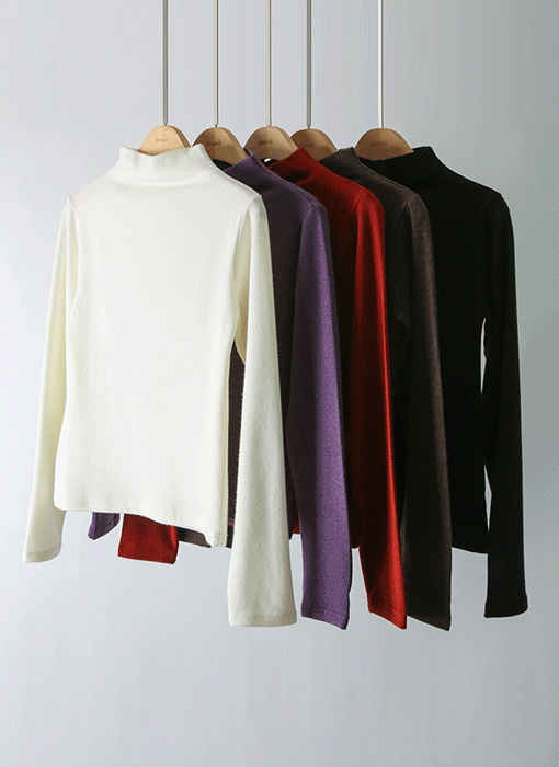 (5 Colors) Minimal Soft Stretch Mock Neck Top