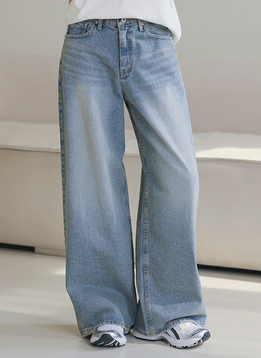 [The Onme] Natural Wash Daily Wide Jeans
