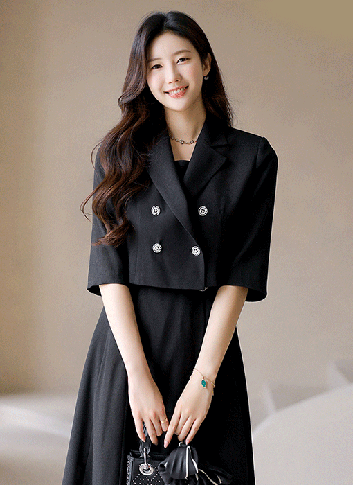 Chic Double Button Cropped Jacket