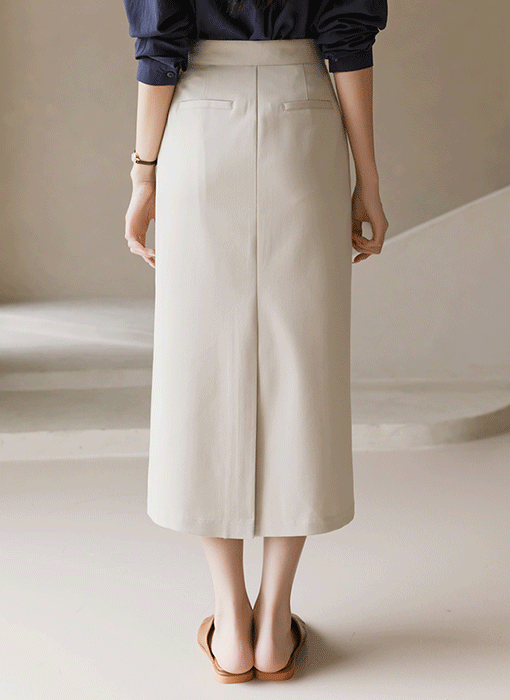 [The Onme] Simple Back-Slit H-Line Long Skirt