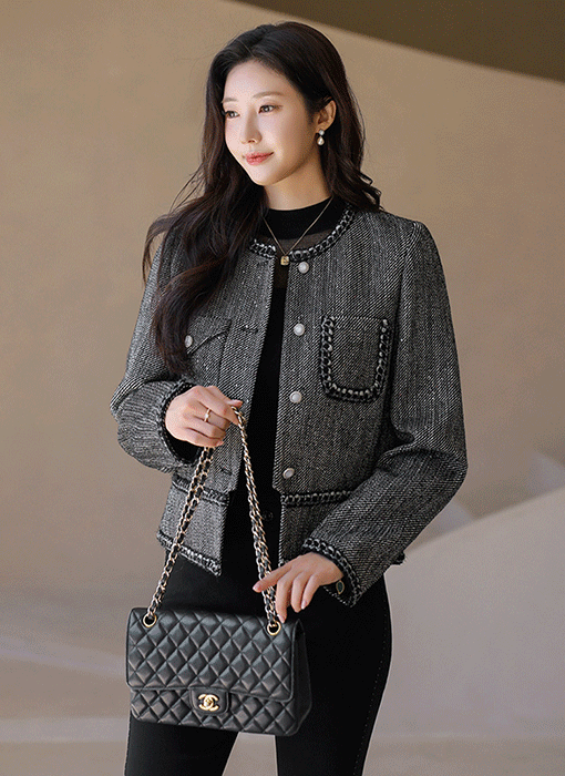 Sparkle Detail Wool Blend Tweed Jacket