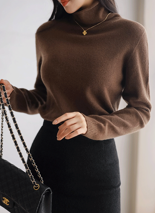 (10 Colors) PureSoft Seamless Wool Turtleneck Knit Top