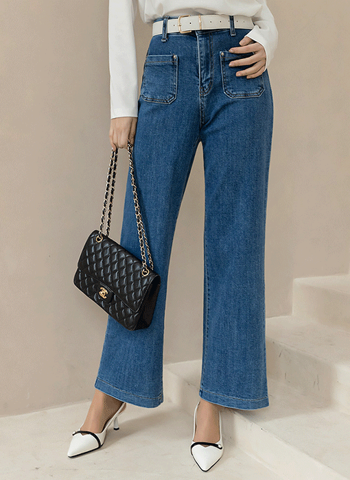 Fresh Tone Patch Pocket Wide Jeans