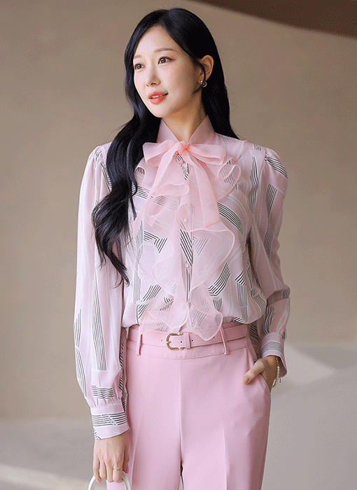 Grace Chiffon Tie Ruffle Blouse