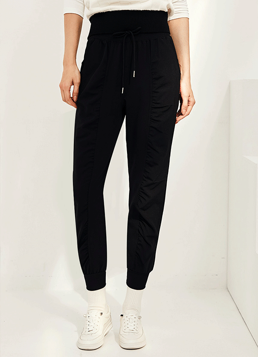 [QoG] Elastic Drawstring Waist Shirred Detail Sweatpants