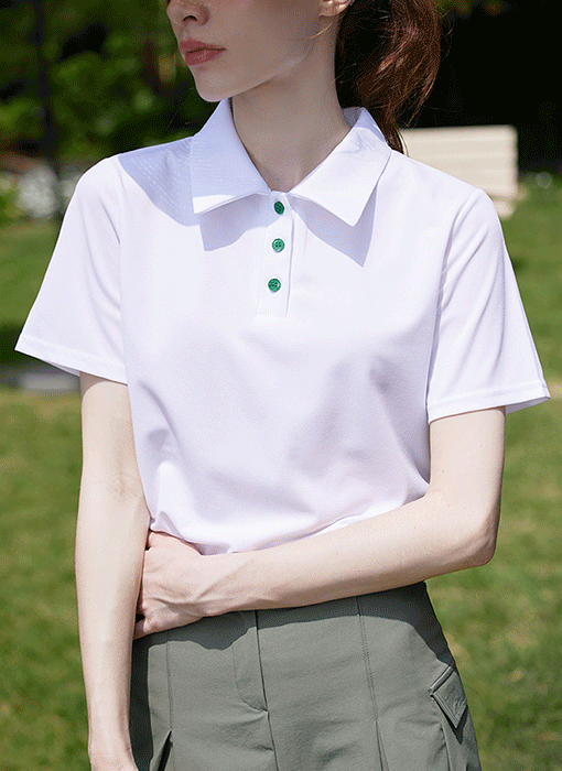 [QoG] Back Lettering Short Sleeve Polo Shirt