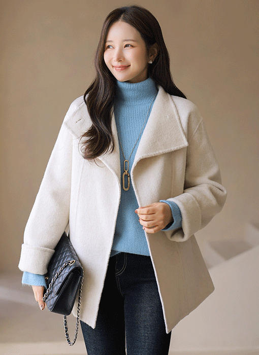 Classic Warm Wool-Blend Wrap Coat