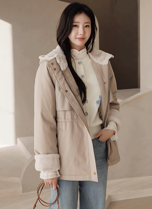 Cozy Faux Fur Lined Hooded Puffer Jacket