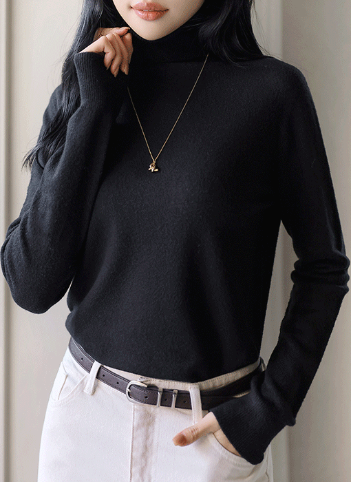 [The Onme] (5 Colors) Seamless Wool Blend Turtleneck Knit