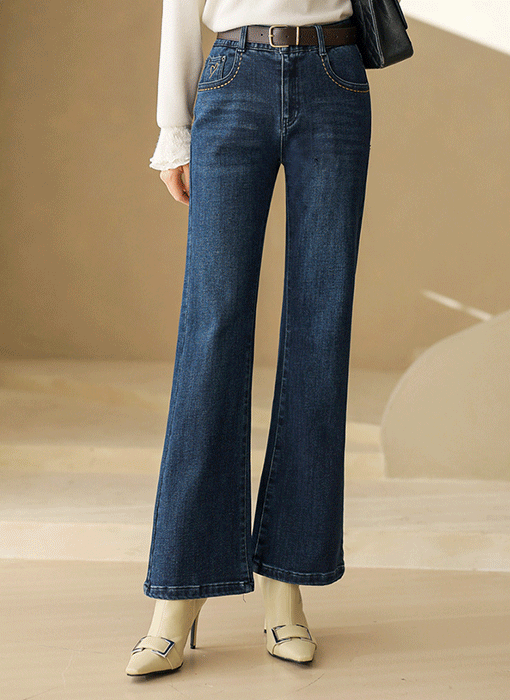 Golden Stitch Heart Brushed Boot-cut Jeans