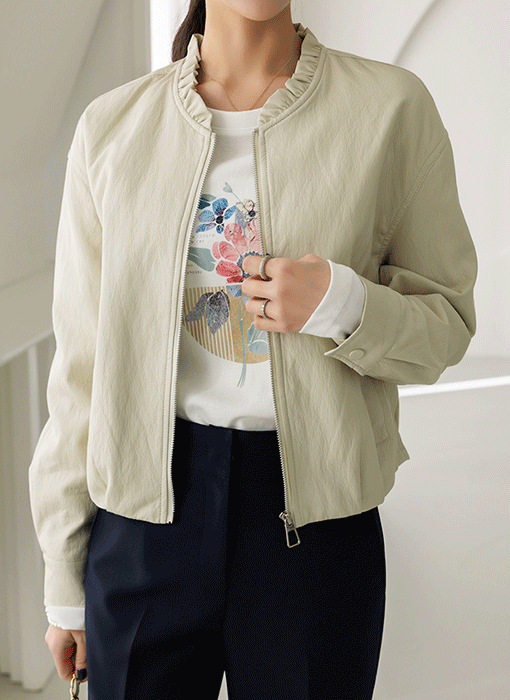 Romantic Frill Neck Faux Leather Jacket