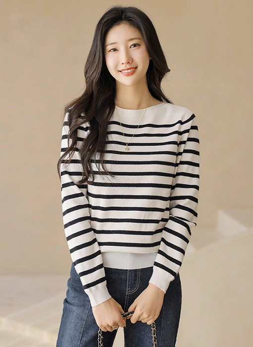 Soft Stripe Boatneck Knit Top