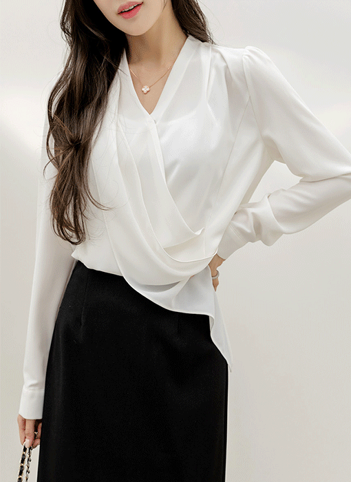 Roselle Fluid Wrap Drape Blouse
