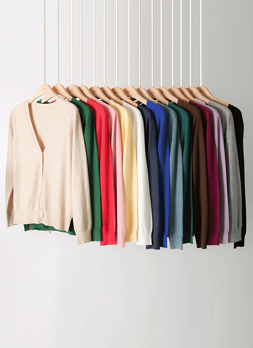 (15 Colors) Soft Touch V-Neck Knit Cardigan