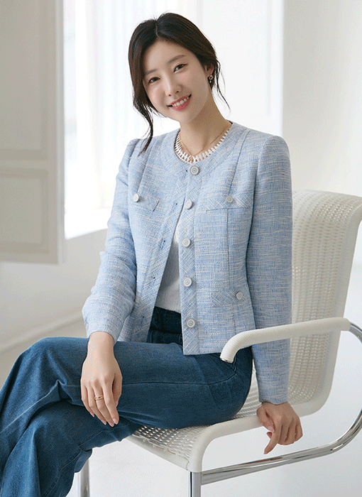 [LouisAngel] Azure Wave Tweed Jacket 