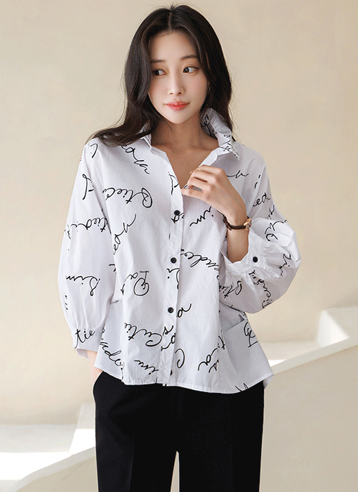 [The Onme] (4 Colors) Chic Lettering Print Loose Fit Shirt