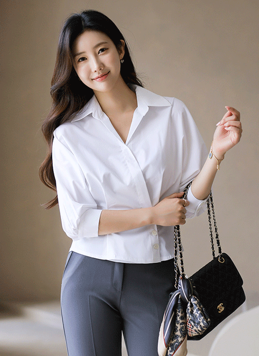 Modern Peplum Wrap Shirt