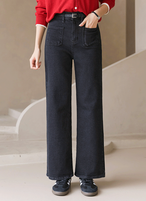[The Onme] Comfort Stretch Straight Wide Jeans