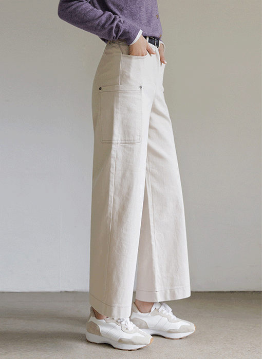 [The Onme] Relaxed Fit Cargo Pocket Cotton Pants