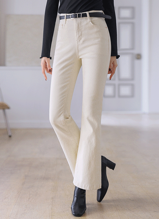 [The Onme] Cozy Line Brushed Boot-cut Cotton Pants