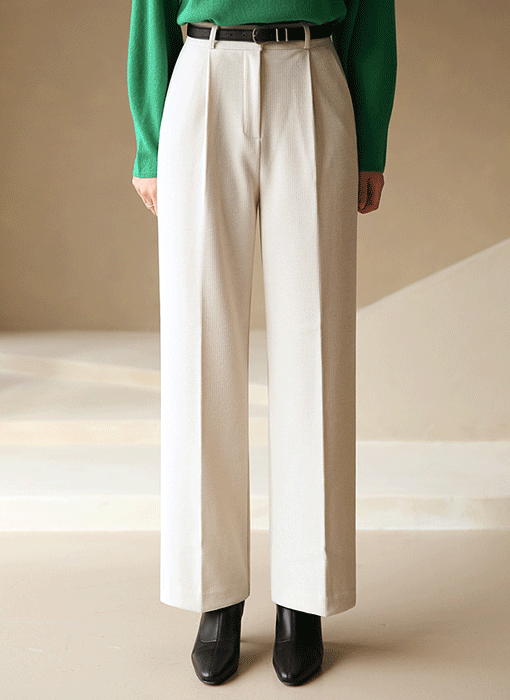 Soft Corduroy Pintuck Straight Wide Pants