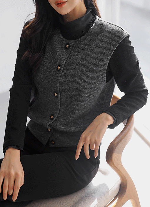 [LouisAngel] Urban Ribbed Blouson Knit Vest