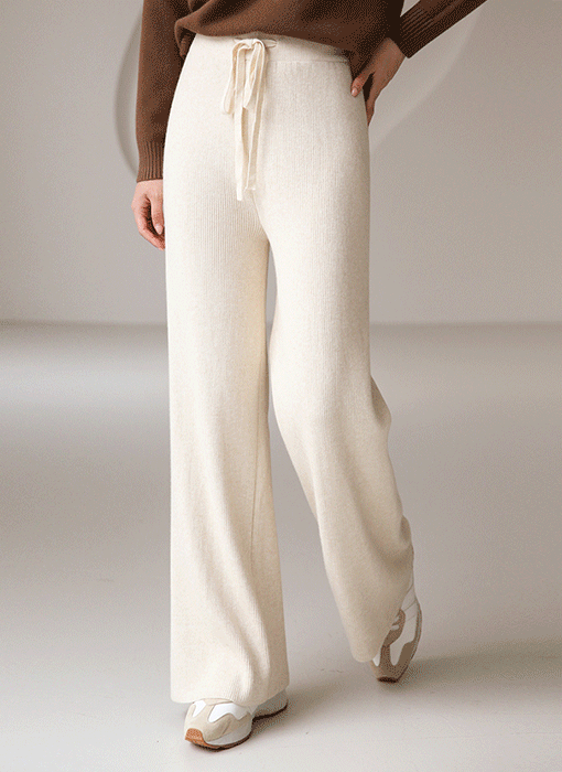 Plush Mink Inner Cozy Rib Knit Wide Pants