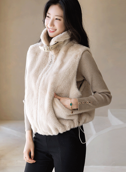 (4 Colors) Luxe Cloud Faux Fur Zip-Up Vest