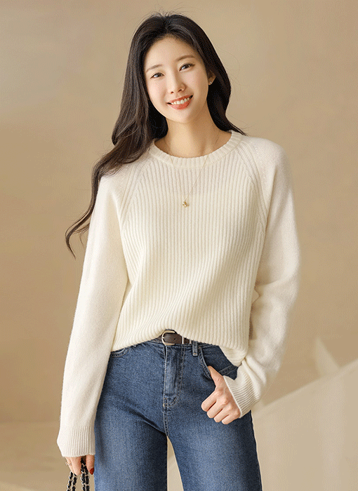 (5 Colors) Soft Raglan Rib Wool Knit