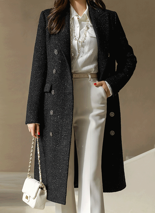 Lumière Tweed Belted Long Coat