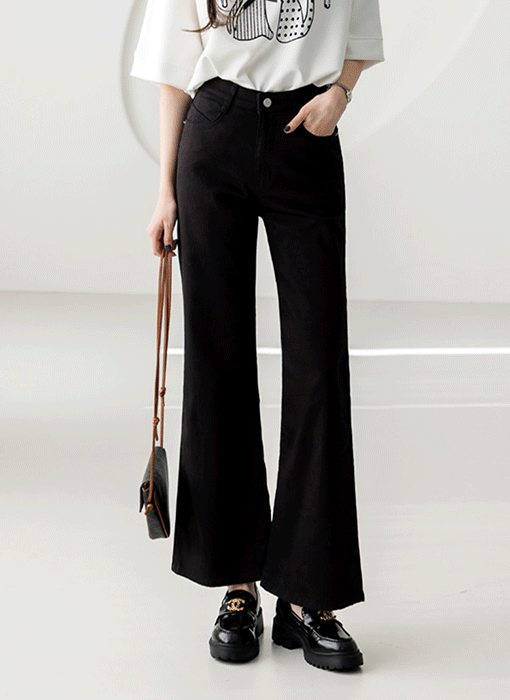 Slim Boot-cut Cotton Comfort Pants