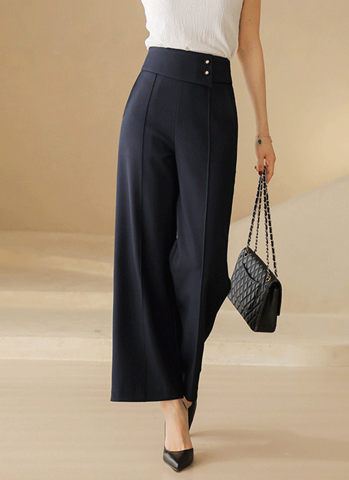 Modern Chic Asymmetric Waist Wide Slacks