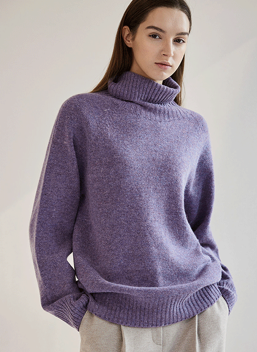 (4 Colors) Wool Blended Seamless Turtleneck Knit Top