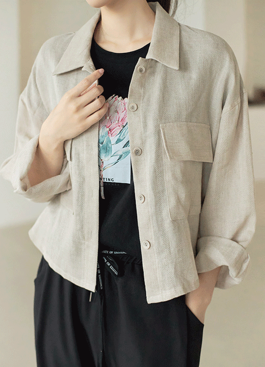 Linen90 Big Pocket Drop Shoulder Shirt