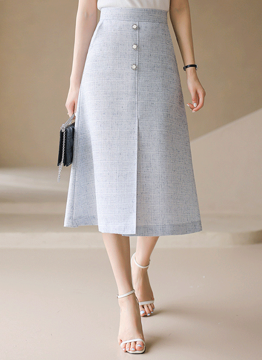 [LouisAngel] Sky Blue Tweed Slit Skirt