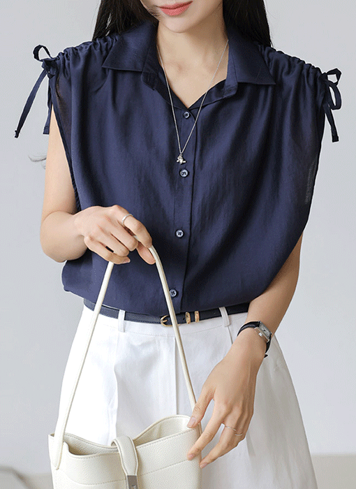 [The Onme] Glow Shirring Sleeveless Top