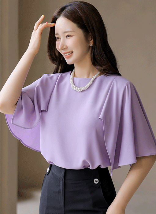 Cape Sleeve Drape Blouse