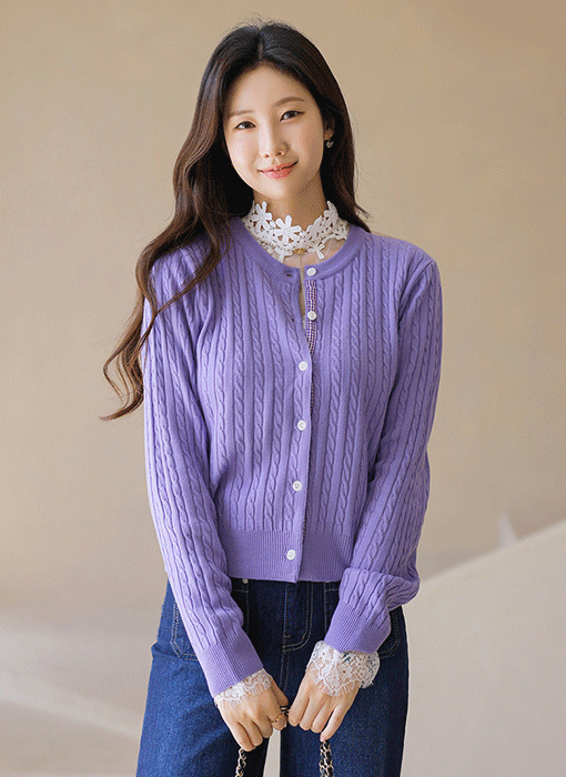 (4 Colors) Timeless Cable Knit Button Cardigan