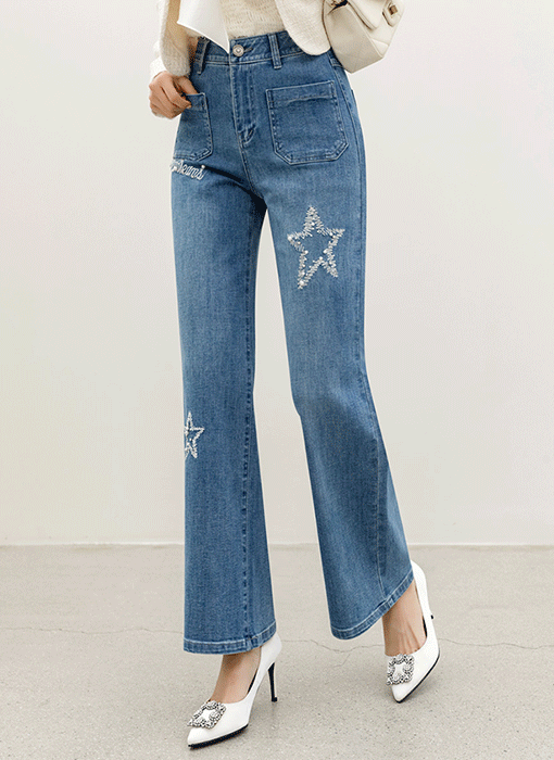 Celeste Star Pearl Straight Jeans