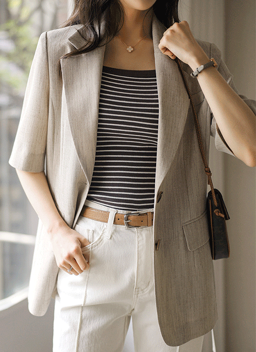 [LouisAngel] Chic Linen-Like Belted Jacket