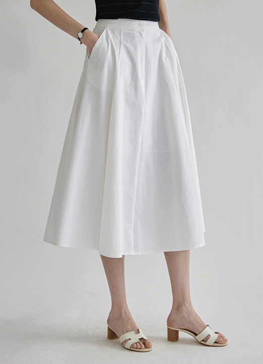 [The Onme] Paneled Flare Cotton Skirt