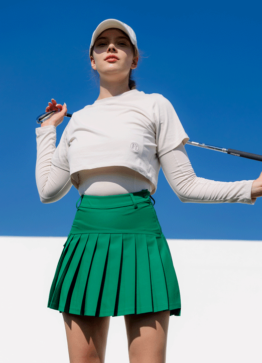 [QoG] Dropped Back Pleats Mini Skirt w/ Inner Shorts