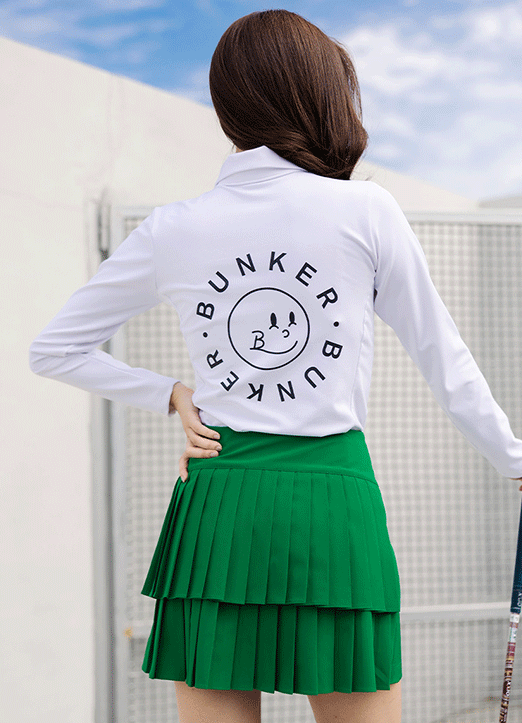 [QoG] Lettering Back Collared Peach Brushed T-Shirt