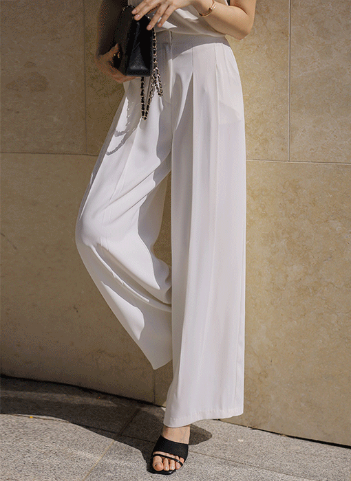 Cloud Drape Double-Pleat Summer Wide Slacks